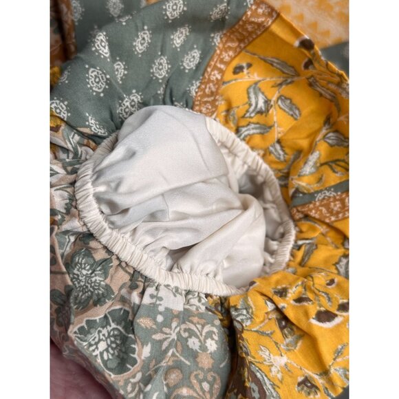 Patchwork Print Button Down Top Women Bubble Style Ruffles Trim HiLo Hem 18 XL - Picture 12 of 13